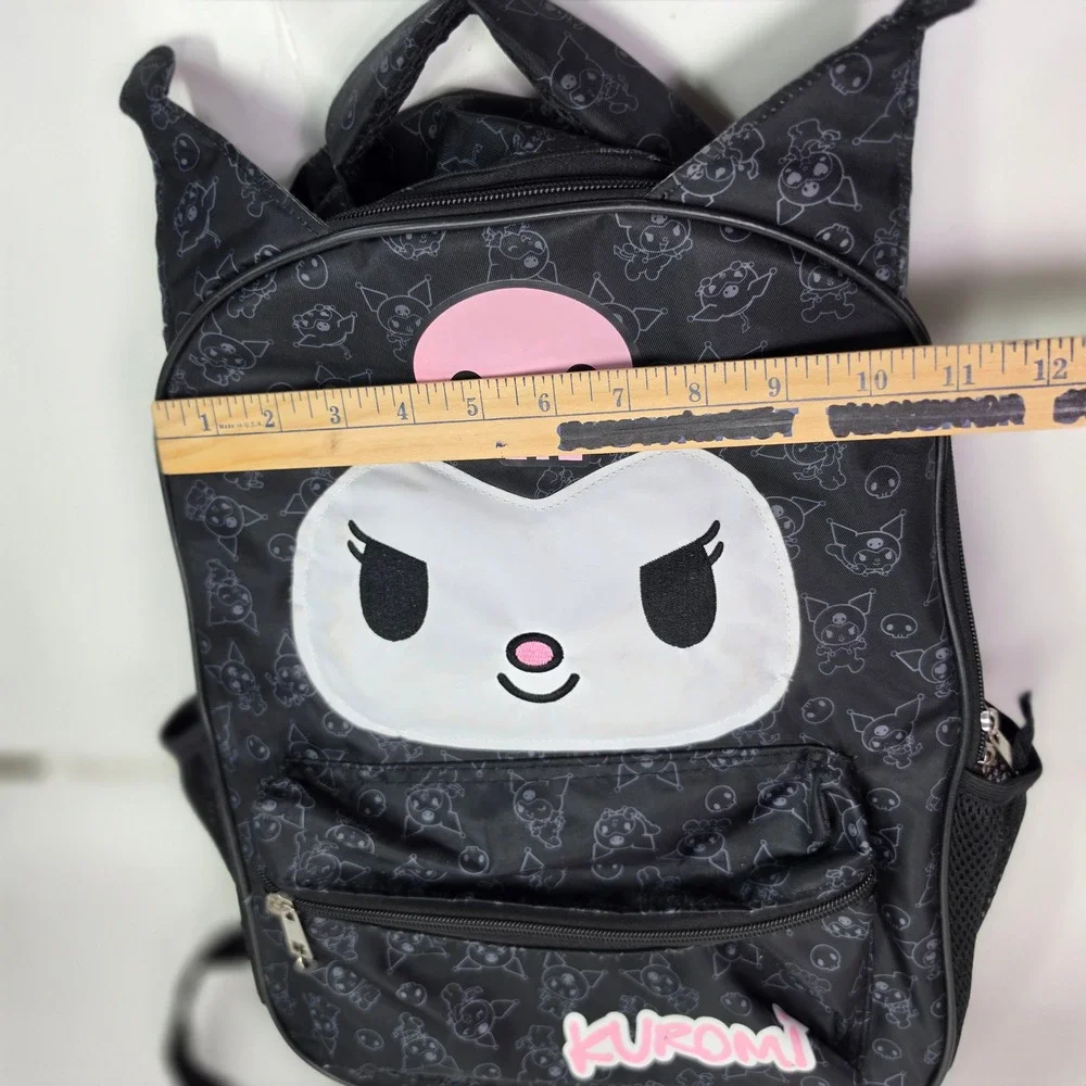 Sanrio Kuromi Backpack School Bag Character Face 16in Black Pink 2025 Official